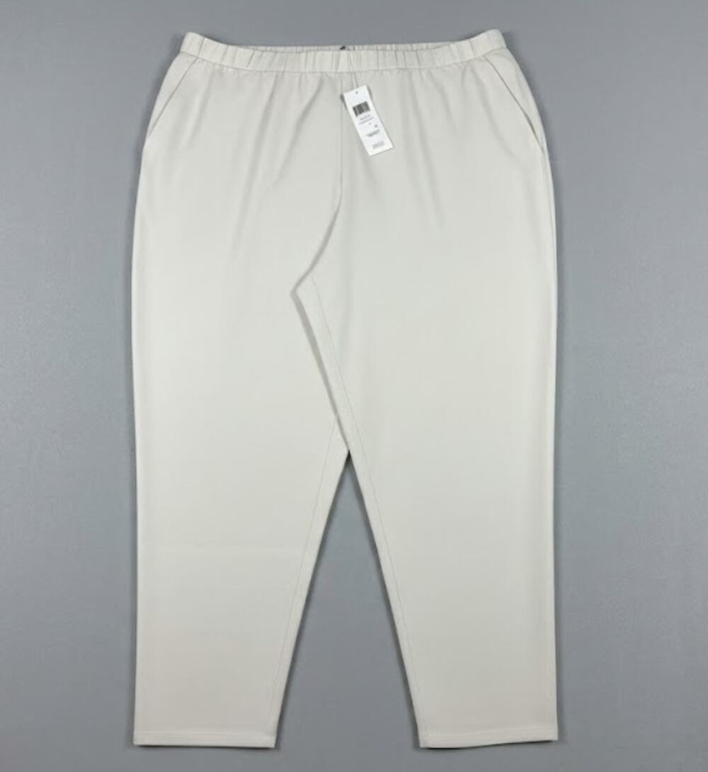 Eileen Fisher System Ankle Pant Womens 1X Bone Silk Georgette Crepe Slouchy $278